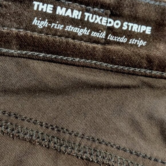 AG Adriano Goldschmied BROWN VELVET MARI TUXEDO STRIPE CROPPED JEANS 26 (S) NWOT - Picture 6 of 8